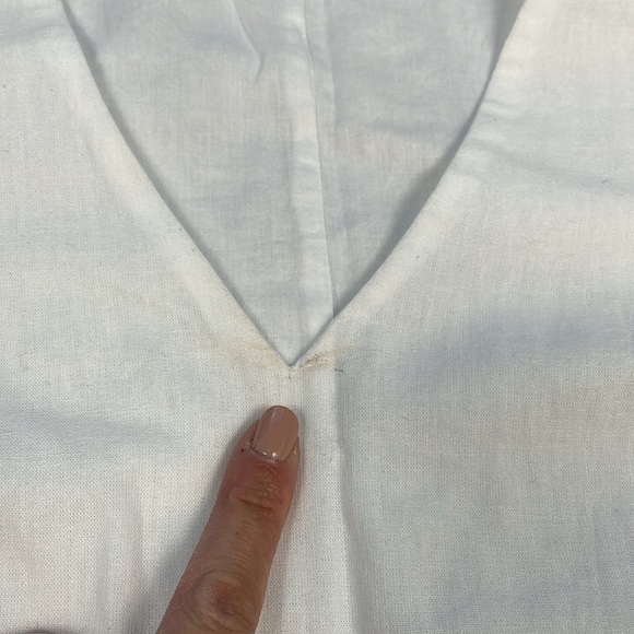 New Nobodys Child Piper Linen Blend V Neck Shift Dress Beachy White Sz 2 - Picture 10 of 11